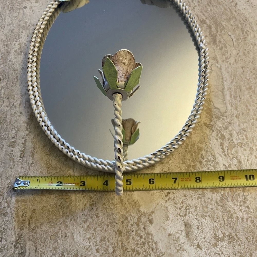 Toleware Rose Floral MIRROR Shabby Chic Candle Holder COUNTRY 13x9” vintage - Picture 6 of 8